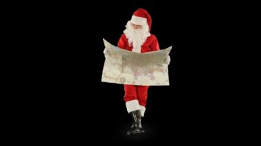 Noel Baba harita okuyor ve bir şeyin üzerinde oturuyor, Luma Matte