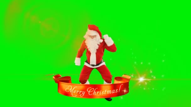 Weihnachtsmanntanz Frohe Weihnachten Band Green Screen Chromakey — Stockvideo
