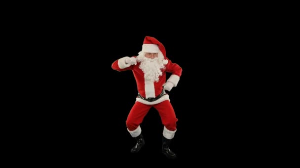 Papai Noel Dançando Isolado Dança Luma Matte Anexado — Vídeo de Stock