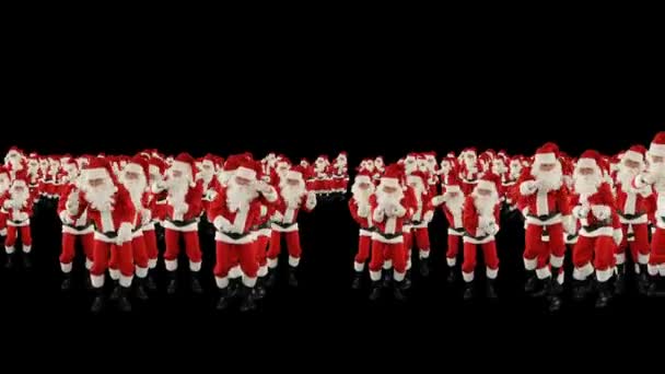 Santa Claus Crowd Dancing Festa Natal Forma Terra Luma Matte — Vídeo de Stock