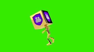 Güvenlikli ebeveyn kontrollü altın çocuk ikon dansı, kusursuz döngü, yeşil ekran Chromakey