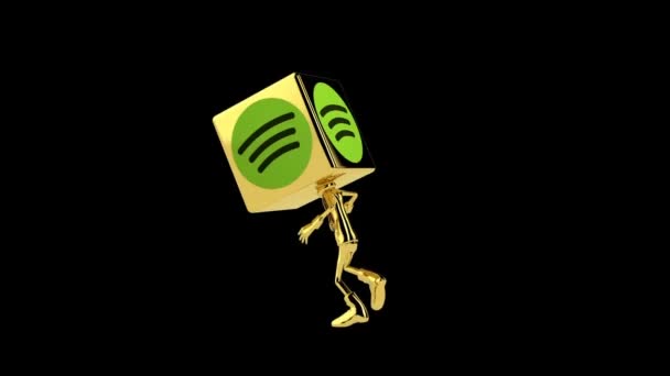 Golden Boy Met Spotify Icoon Hoofd Dansen Naadloze Lus Naadloze — Stockvideo