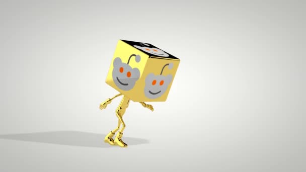Χρυσό Αγόρι Reddit Εικονίδιο Επικεφαλής Χορό Αδιάλειπτη Βρόχο Luma Matte — Αρχείο Βίντεο