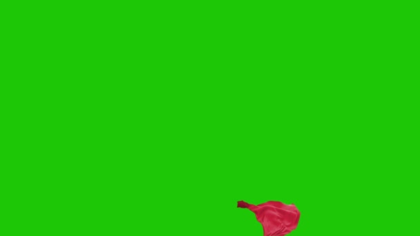 Paño Onda Roja Volando Través Del Aire Pantalla Verde Chromakey — Vídeo de stock