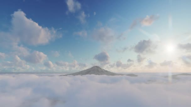 Vulcão Pico Sobre Nuvens Contra Céu Azul — Vídeo de Stock