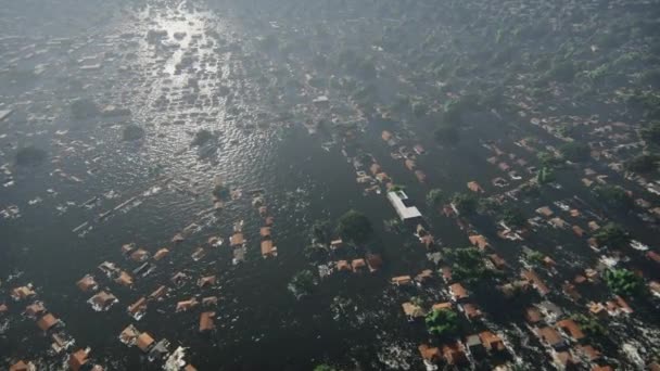 Let Nad New Orleans City Zaplaven Lidé Sedící Střechách Pro — Stock video