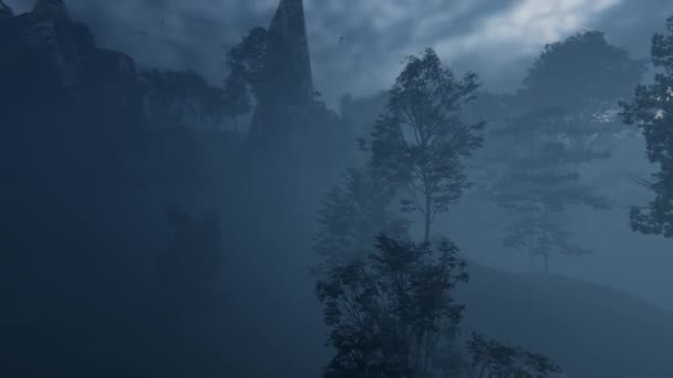 Montaña Bosque Contra Cielo Tormentoso Mov — Vídeos de Stock