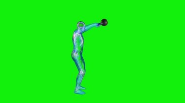 Bir Kettlebell, Loop, Acı Alanına Odaklan, Yeşil Ekran Chromakey