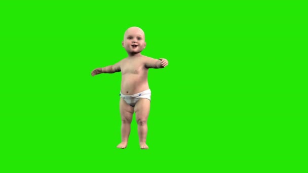 Dança Bebê Graciosamente Tela Verde Chromakey — Vídeo de Stock