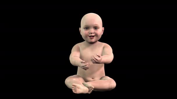 Baby Lächelt Die Kamera Alpha Channel — Stockvideo