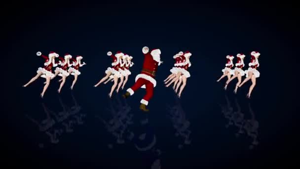 Święty Mikołaj Sexy Boże Narodzenie Panie Taniec Pętla Luma Matte — Wideo stockowe