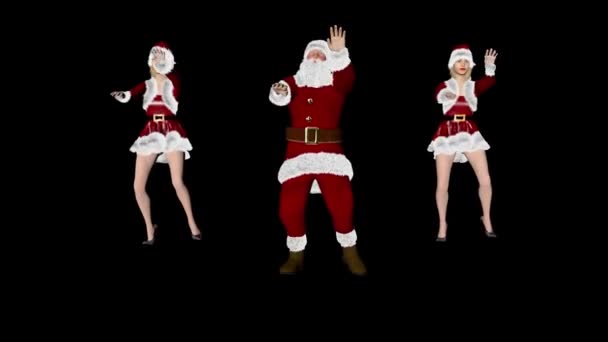 Weihnachtsmann Und Weihnachtsmann Tanzen Macarena Schleife Alpha Channel — Stockvideo