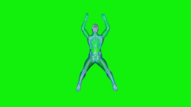 Атлет Ray Упражнения Jumping Валеты Бесшовные Петли Зеленый Экран Chromakey — стоковое видео