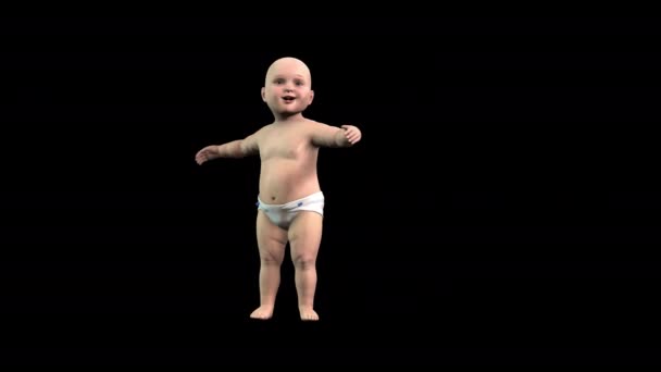 Dziecko Tańczące Wdziękiem Alpha Channel — Wideo stockowe