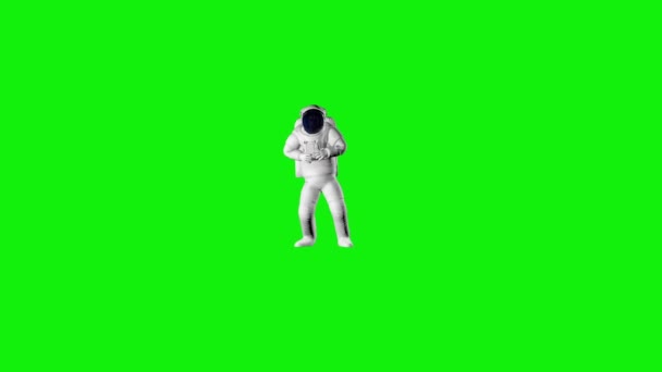 Astronauta Dançando Loop Sem Costura Tela Verde Chromakey — Vídeo de Stock