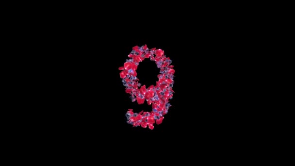 Visszaszámlálás Tíztől Rózsaszirmokból Gyémántokból Fekete Háttér Ellen Mov — Stock videók