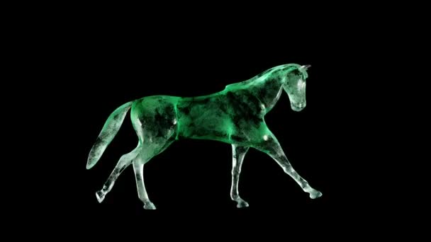 Zelený Nefritový Kůň Běží Bezešvé Smyčky Luma Matte — Stock video