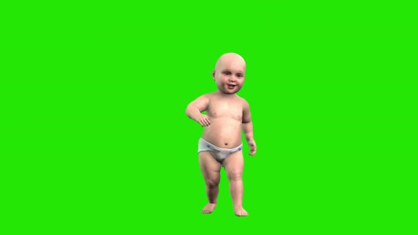 Baby Loopt Naar Camera Loop Green Screen Chromakey — Stockvideo