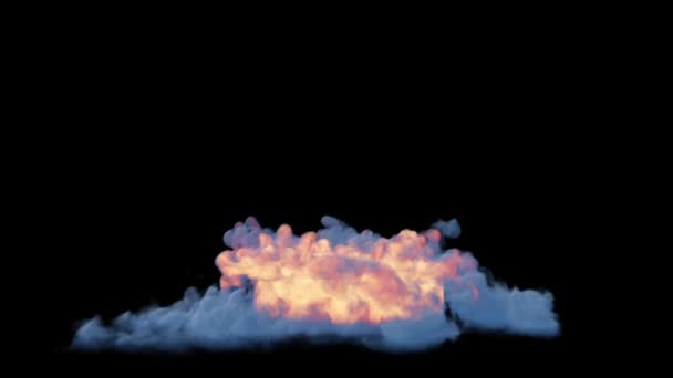 烟和火沸腾 无缝循环 对黑色 — 图库视频影像
