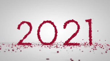 Kırmızı tatil kürelerinden yapılan 2021 yılbaşı tabelası, Luma Matte.mov