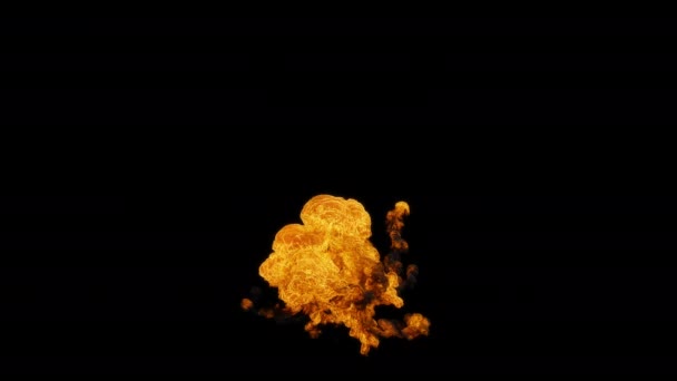 Olje Fireball Eksplosjon Med Tung Røyk Svart Bakgrunn – stockvideo