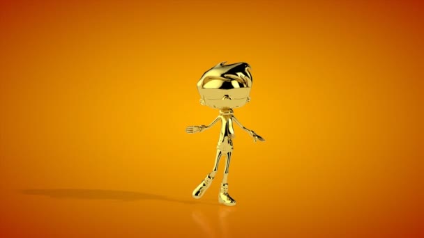 Golden Boy Doing Twist Dance Seamless Loop Orange Studio Luma — Stock video