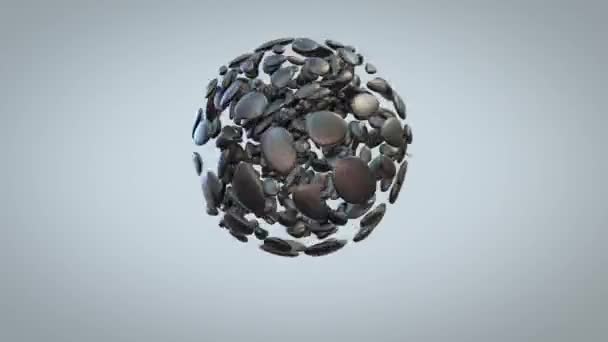 Абстрактные Камни Образующие Сферу Бесшовный Цикл — стоковое видео