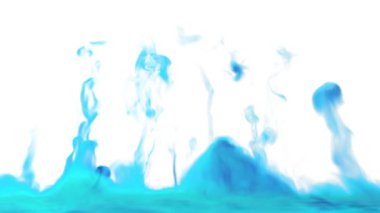 İnce sihirli mavi duman akıyor, pürüzsüz döngü, beyaz arka plan