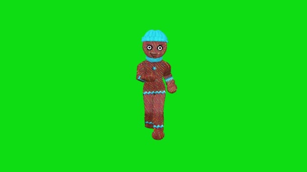 Ginger Bread Running Seamless Loop Blue Screen Chromakey — Stock Video