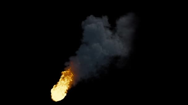 Oil Fireball Burning Met Zware Rook Naadloze Lus Zwarte Achtergrond — Stockvideo