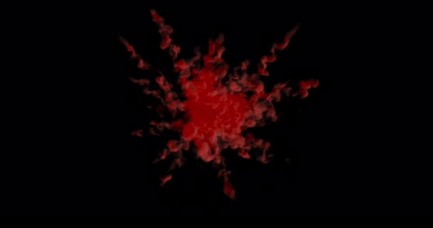 Roter Pulverstaub Explodiert Schwarzer Hintergrund — Stockvideo