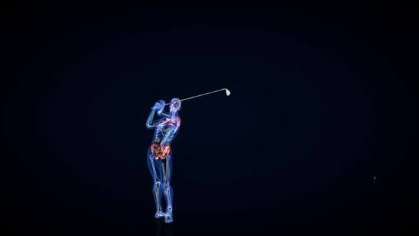Atleta Ray Batendo Uma Bola Golfe Zoom Área Dor Luma — Vídeo de Stock
