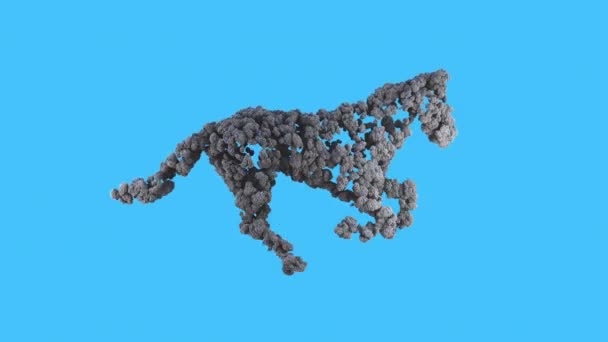 由蓬松的云彩制成的马奔跑着 无缝的回圈 — 图库视频影像