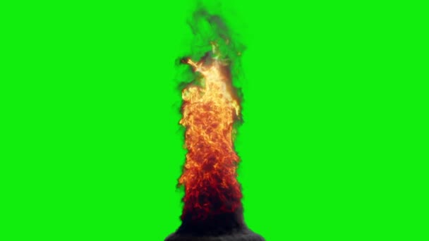 Brand Een Rooktornado Groen Scherm Chromakey — Stockvideo