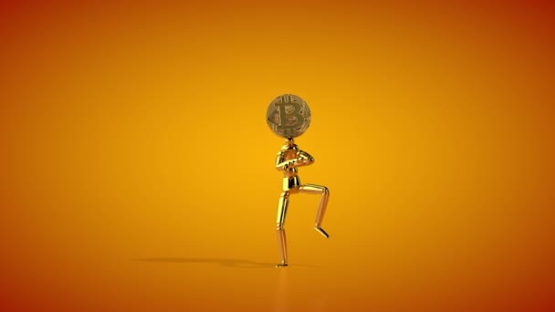 Manichino Con Bitcoin Head Dancing Gangnam Seamless Loop — Video Stock