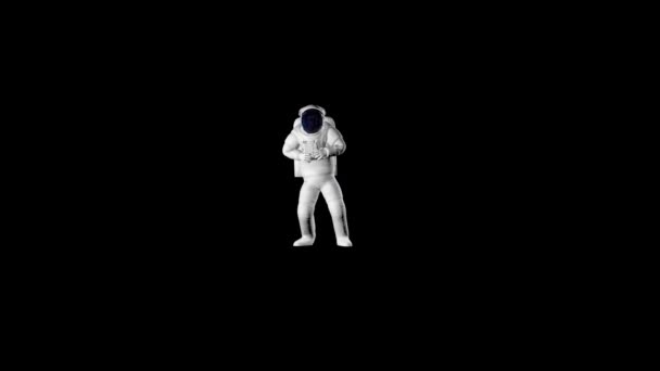 宇宙飛行士がシームレスに踊るアルファチャンネル — ストック動画