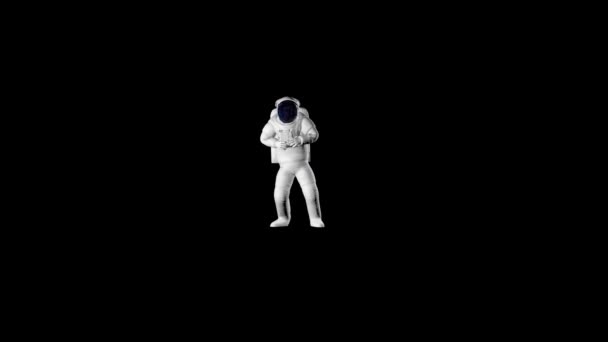 Astronaut Tanzt Nahtlose Schleife Alpha Kanal — Stockvideo