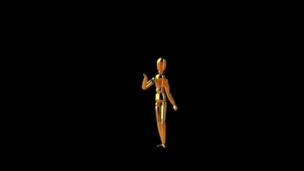 Komik Altın Manken Dans Ediyor Kusursuz Döngü Alfa Kanalı — Stok video