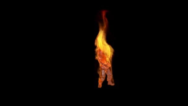 Soldaat Vlammen Stervende Vooraanzicht — Stockvideo