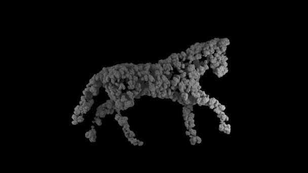 Cavalo Feito Nuvens Fofas Correndo Loop Sem Costura Luma Matte — Vídeo de Stock