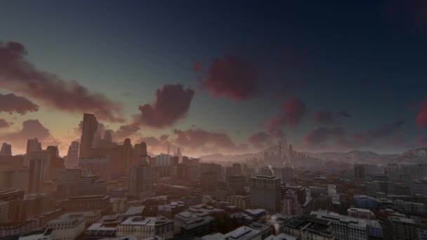 Тимелапс Схід Сонця Над Міським Краєвидом Гірським Хребтом Панорама — стокове відео