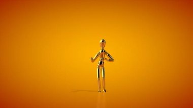 Komik altın manken mambo dansı yapıyor, kusursuz döngü, turuncu stüdyo