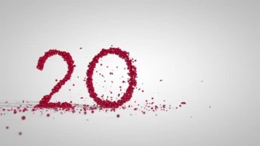 Kırmızı tatil kürelerinden yapılan 2021 yılbaşı tabelası beyaz arka plana karşıdır.