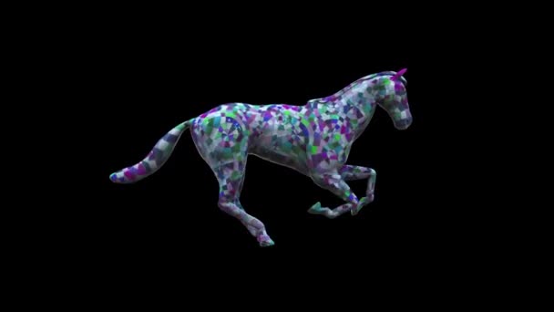 彩色陶瓷马跑无缝回圈 阿尔法通道 — 图库视频影像