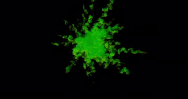 Green Powder Dust Explosion Black Background — стоковое видео