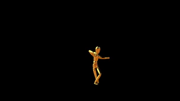 Engraçado Manequim Dourado Hip Hop Side Step Loop Sem Costura — Vídeo de Stock