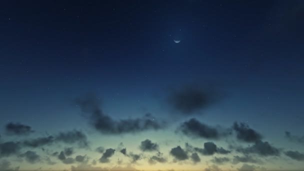 Sunrise timelapse felhők, a horizont-nézet, a nap éjszaka — Stock videók