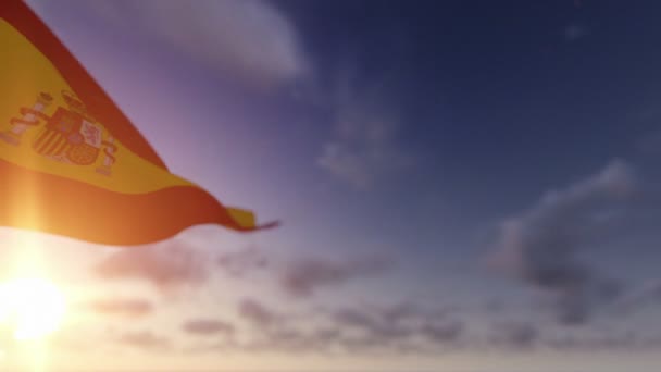 Bandera de España contra las nubes de lapso de tiempo — Vídeo de stock