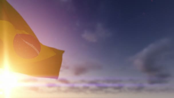 Bandera de Brasil contra nubes de lapso de tiempo, Luma Matte incluido — Vídeo de stock
