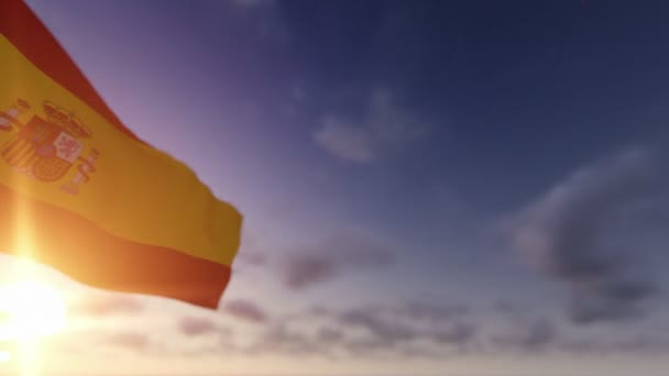 Bandera de España contra nubes de lapso de tiempo, Luma Matte incluido — Vídeos de Stock